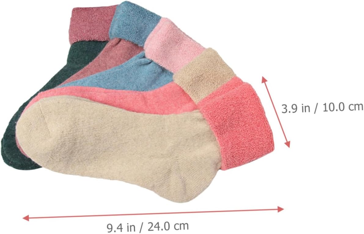 5 Pairs Wool Blend Winter Medium Tube Socks for Women Thickened Warm Boot Socks with Cuffed Design Comfortable Casual for Hiking Skiing and Daily Wear