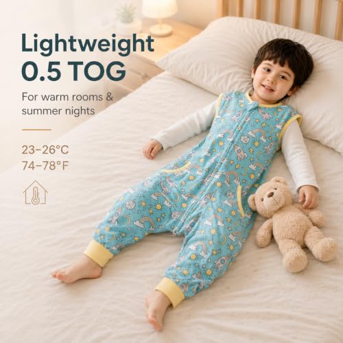 Image of HOMEAL Sleep Sack with Feet,Summer Toddler Sleep Sacks 2t-3t sleep sack toddler,Toddler Sleeping Sack with Legs,sleeveless sleep sack baby, Toddler Sleep Sacks Baby for Early Walkers,12months-7T