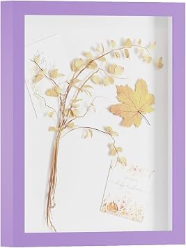 8.5x11 Shadow Box Frame Display Case with Real Glass, 3D Picture Frame for Memorabilia, Crafts, Photos, Wedding Purple