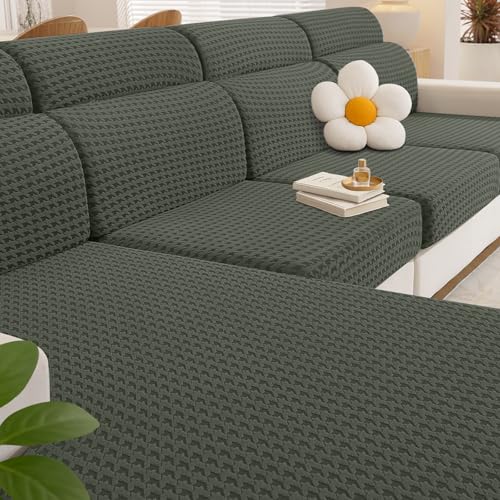 YSTELLAA Funda Asiento Sofa, Funda Cojin Sofa Ajustable, Impermeable Funda Sofa Cojin Separado, Fundas De Cojín Elástico, Universal Fundas De Asientos Sofá (1 Asiento, Verde Militar)