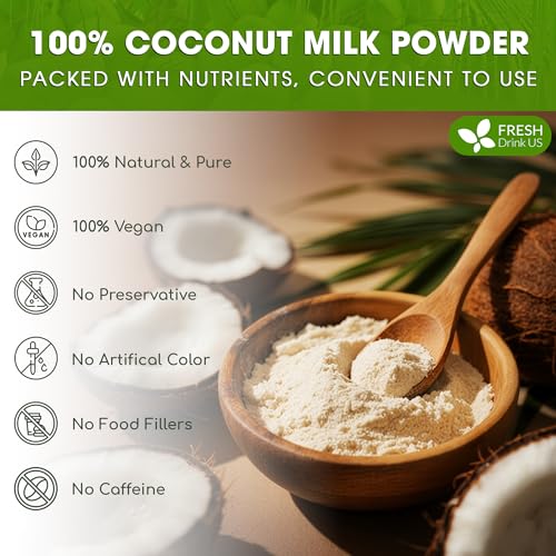 Image of FreshDrinkUS, Premium Coconut Milk Powder 16oz, Creamy & Rich Coconut Flavor, Great for Cooking, Baking, Smoothies & Drinks - Pure, Premium Quality, Gluten-Free, Dairy-Free, Vegan-Friendly