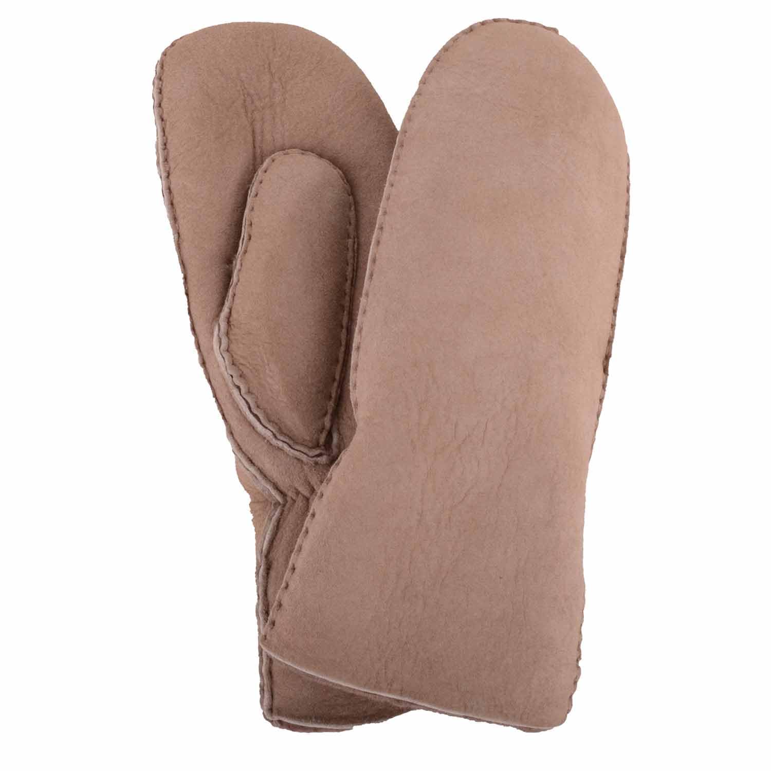 SNUGRUGS Womens Double Face Sheepskin Mitten with Turn Back Cuff Detail - Mink