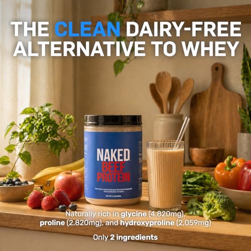 Image of Naked Beef Protein Isolate - Grass Fed European Beef Bones, 21g Protein, 0g Carbs, Collagen, Amino Acids, Dairy Free, No Artificial Ingredients, Paleo Keto Carnivore Friendly, Unflavored - 20 Servings