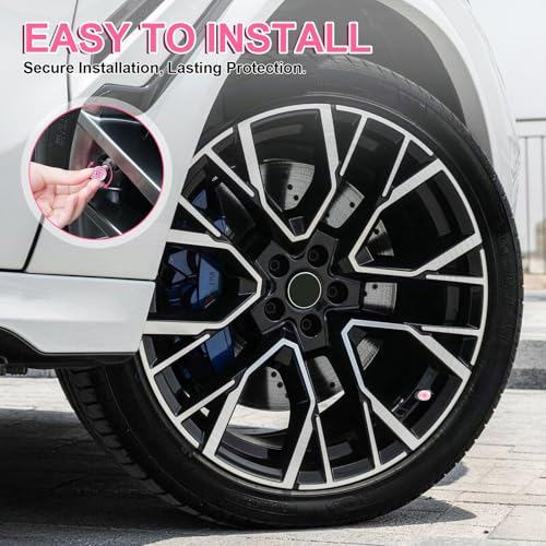 Image of JUSTTOP 4 Pack Handmade Crystal Rhinestone Car Tire Valve Stem Caps, Car Wheel Tire Valve, Attractive Dustproof Bling Car Accessories, Universal for Cars, Trucks and Motorcycles-Pink