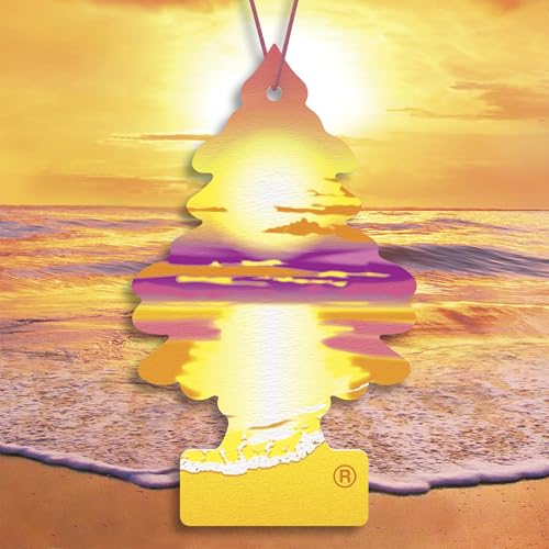 Image of LITTLE TREES Car Air Freshener | Hanging Tree Provides Long Lasting Scent for Auto and Home | 24 Air Fresheners |Sunset Beach