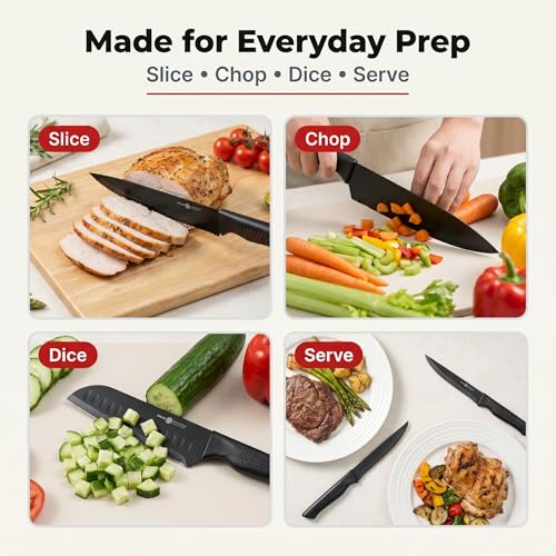 Knife Set, 15-Piece Kitchen Knife Set with Block and Built-in Sharpener - image 4