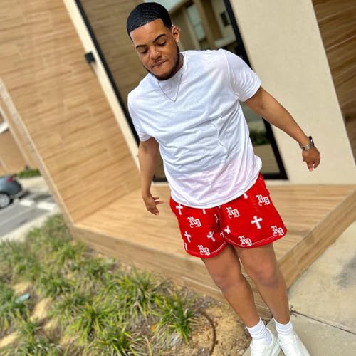 DIOTSR Mens Retro Casual Graphic Shorts Elastic Waistband Streetwear Athletic Basketball Running Active Shorts4