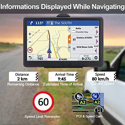 GPS Navigation for Car, Latest 2022 Map 7 inch Touch Screen Car GPS 256-8GB, Voice Turn Direction Guidance, Support Speed and Red Light Warning, Pre-Installed North America Lifetime map Free Update… - Thumbnail 5