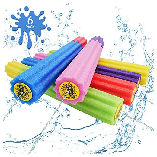 DraMosary Water Blaster Soaker Gun for Kids, 6 Pack Safe Foam Noodles Pump Action Outdoor Squirt Gun for Pool/Beach/Yard/Party Play (Up to 30 ft, 13.8inches, Multicolored)