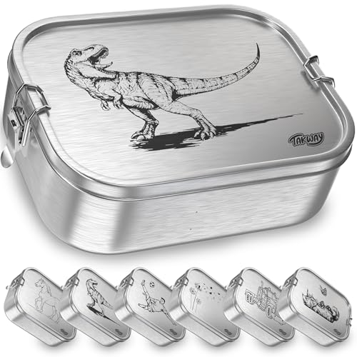 TAKWAY Edelstahl Brotdose Kinder mit Fächern 800ml | Auslaufsicher | Bento...
