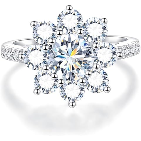 Newsoul ✦ Moissanite Ring, S925 Sterling Silver 1 ct D-color Pure VVS1 Sunflower Moissanite Ring for Women Cover