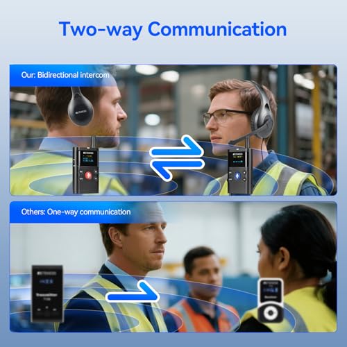 Retekess TT126 Sistema de guía de fábrica bidireccional, auriculares para recorridos de planta, reducción de ruido, comunicación de fabricación 2 vías, con cargador USB, 1 transmisor y 15 receptores miniatura 3