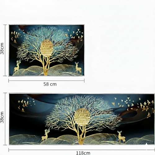 Image of YAGVIZ 2Pcs Washable Kitchen Mat Sets,Anti Fatigue Kitchen Rugs Runner Non Slip,Water Absorbent Kitchen Floor Mat for Laundry,Bedroom