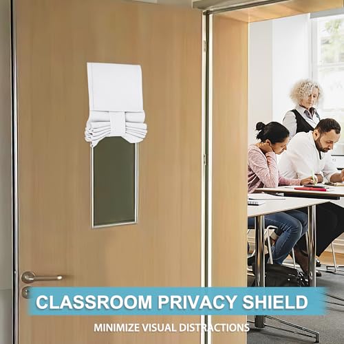 Image of RYB HOME Classroom Door Window Cover, Shades for Classroom Windows and Doors Cover Lockdown Shades, Room Darkening Design Blocks Views, W 8 x L 36, 1 Panel, Pure White