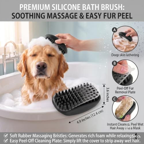 Image of 5 PCS Dog Grooming Brush Kit, Shedding for Long Haired Cats & Dogs | Self Cleaning Slicker Hair Brush, Skin Friendly Deshedding Grooming Tool for Small Large Dogs Cats Puppy Brush Set