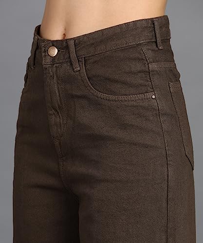 Image of Urbano Fashion Women's High Rise Regular Fit Wide Leg Washed Jeans