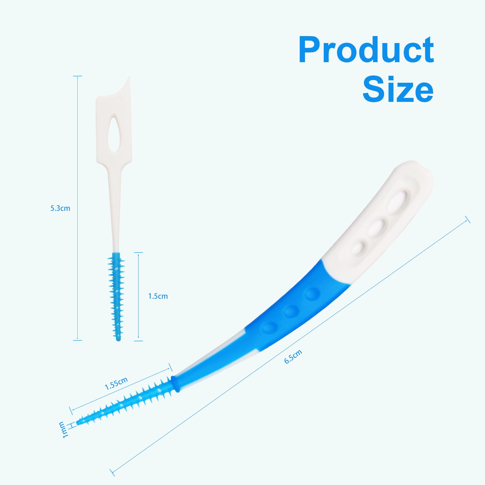 Palillos dentales para limpieza de dientes, 300 palillos de dientes de doble uso, 144 cepillos interdentales desechables en ángulo, color azul