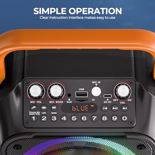 Machine de Karaoké Portable avec 2 Microphones sans Fil et Lumières LED – Image 6