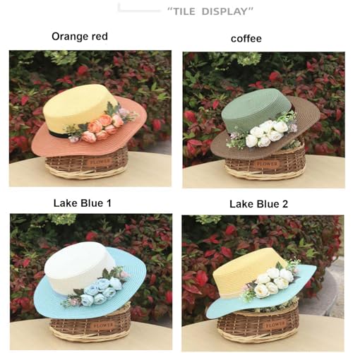 Sombrero de paja para mujer con ala ancha y flores miniatura 6