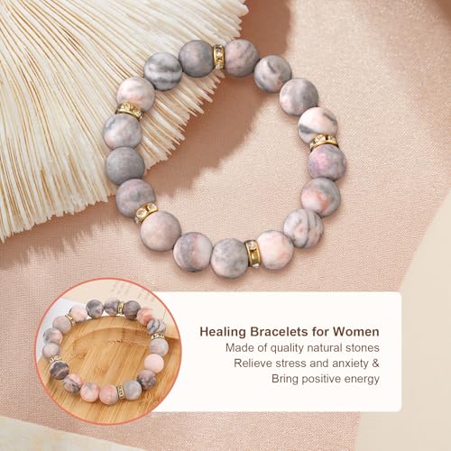 Healing Bracelets for Women: Natural Stone Beaded 10MM Stretch Bracelets - Anxiety and Stress Relief Gifts for Women3