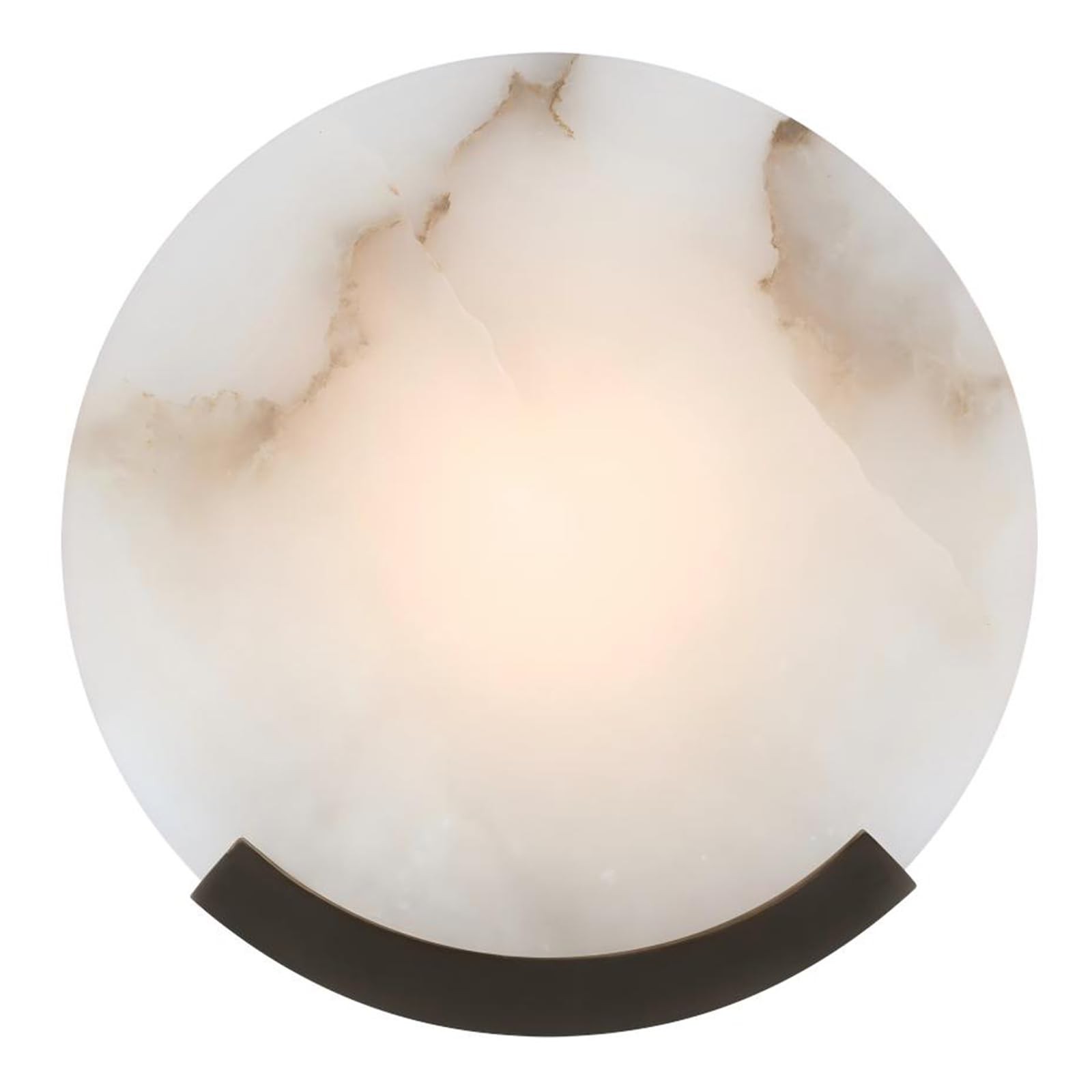 Photo 1 of VANZARLA 1-Light Black Modern Wall Sconces for Bedroom, Round Sconce Wall Light Fixture for Bathroom, Alabaster Sconce Lighting for Living Room, 1 Pack
