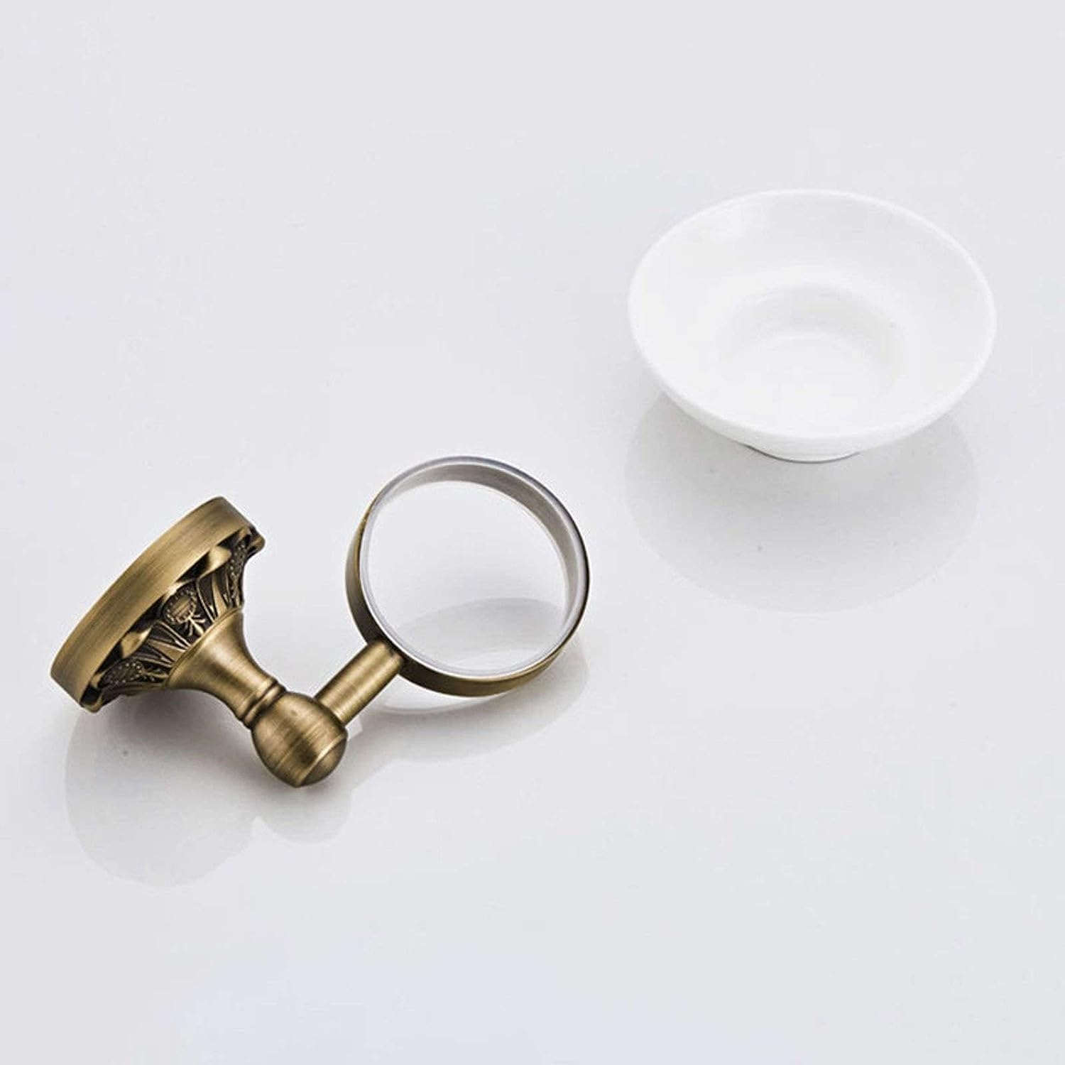 Jabonera De Pared, Jabonera, Jabonera De Latón Antiguo, Jabonera Montada En La Pared con Plato De Cerámica, Esponja Europea for Baño Cocina-Color Bronce