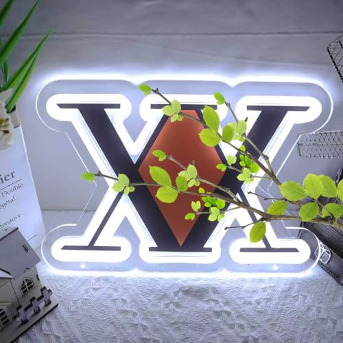 Image of X Red Diamond Neon Sign Dimmable Japanese Anime LED Acrylic Wall Decor, Gaming Lights Sign for Room Man Cave Bedroom Game Roon Bar Party Decor, 5V Usb 12 inchx7.9 inch