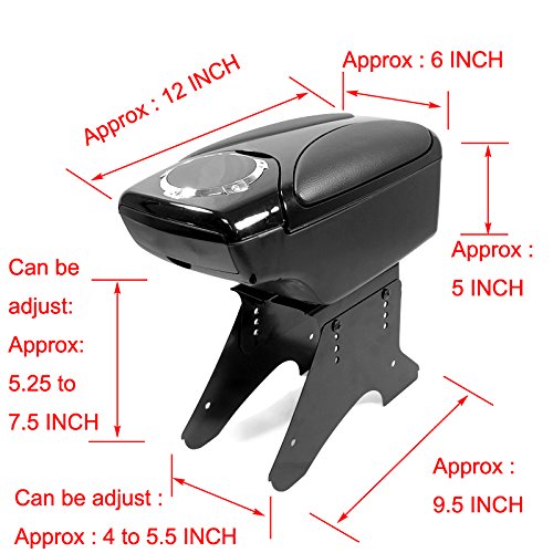 99Parts Black Leather Center Console Armrest Big Sorage Box with Two Cups Holder