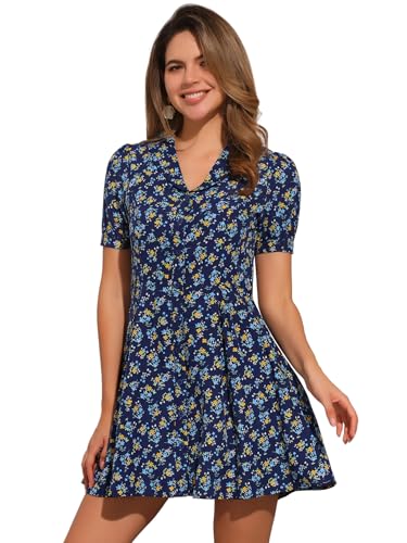 Robe chemise imprimé fleuri à col en V pour femmes au style décontracté chic