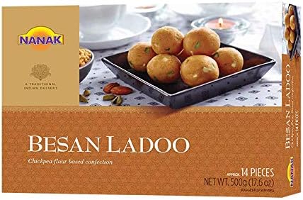 Nanak Besan Ladoo 500g 17.6oz Indian Delicacy Sweets Gift Box for Diwali, Eid, Navratri, Holi, Rakhi