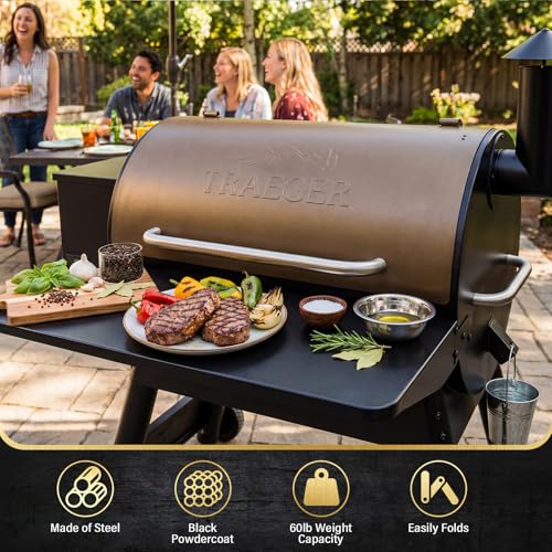 Uniflasy Grill Shelf Accessories for Traeger Pro 34, 37" x 12" Folding Front Shelf for Traeger Pro 34, Texas Elite 34 & Century 885 Pellet Grills, BAC363 Heavy-Duty by Uniflasy - Used condition - Image 5