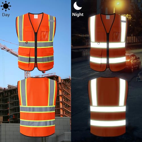 Image of Safety Vest for Men Women Hi Vis Vest with Pockets Mesh High Visibility Vests
