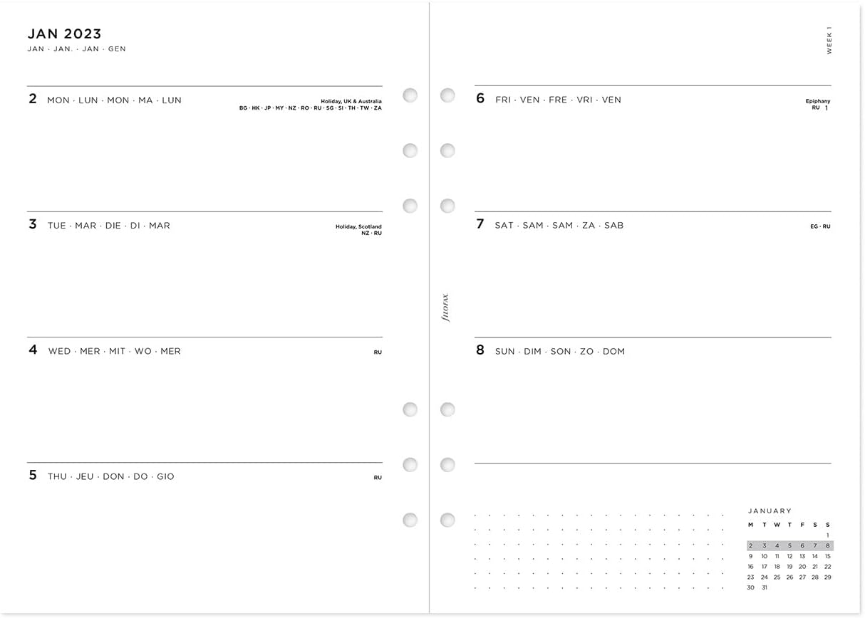 Filofax A5 Minimal Week on Two Pages 2023 Diary, White (23-68590)