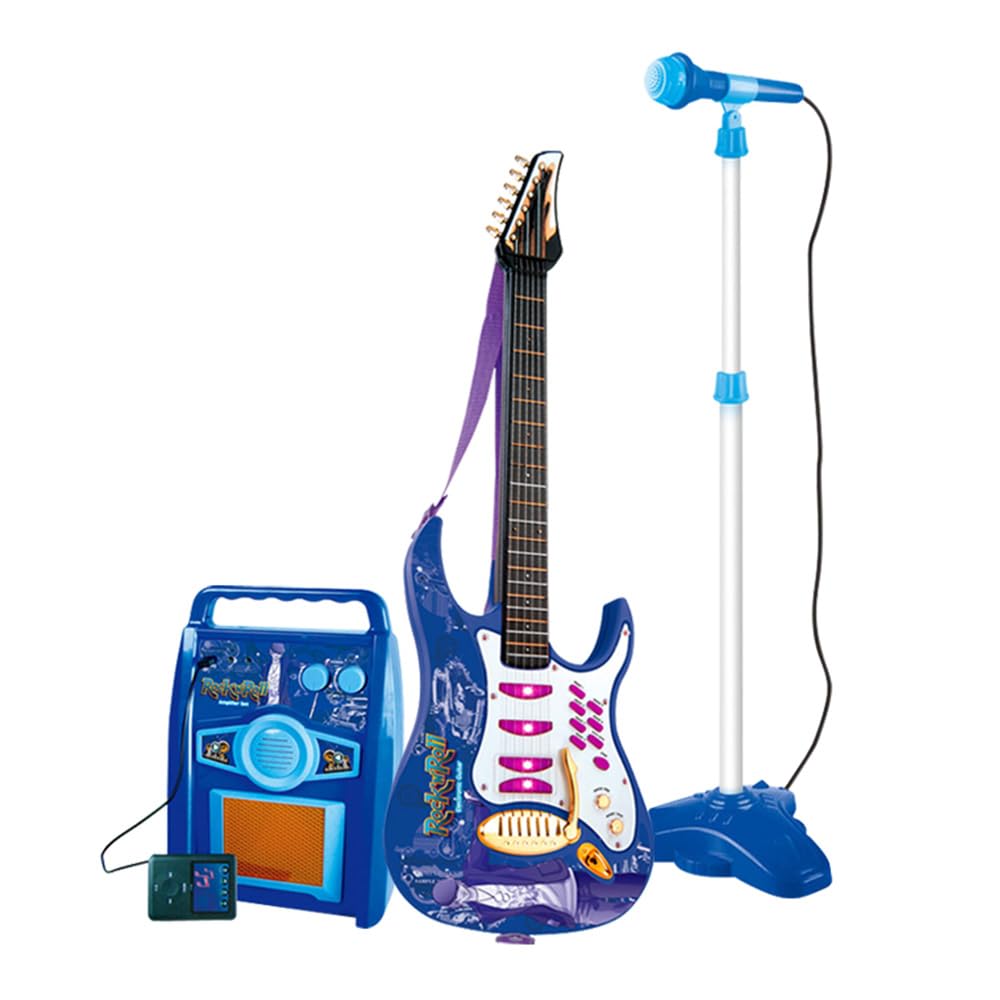 HUIOP Set musicale per chitarra Kit strumenti musicali multifunzione Volume regolabile Manopole chiuse Chitarra elettrica con amplificatore microfono