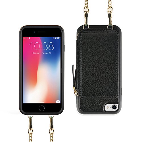 Zve Case For Iphone Se 3Rd/Se 2Nd/Iphone 7/Iphone 8, 4.7 Inch, Wallet Case With Crossbody Strap Credit Card Holder Zipper Purse Wrist Strap Cover For Iphone 8/7/Se 2020/Se 2022,4.7 Inch -Black #TOP6