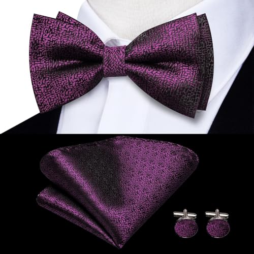 Image of Hi-Tie Men Suspender Bowtie Set Suspenders Pre-tied Bow Tie Pocket Square Cufflinks Adjustable Y Shape 6 Clips Braces Tuxedo
