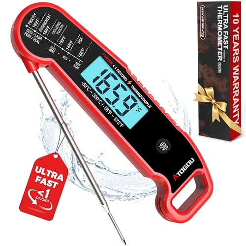 Atogou Professional Food & Meat Thermometer, 1 Sec Instant Read & ±0.5℉ Accuracy, Thermocouple Sensor, IP67 Waterproof Digital Thermometer for Cooking, BBQ, Grill Gifts for Men Him Dad Birthday