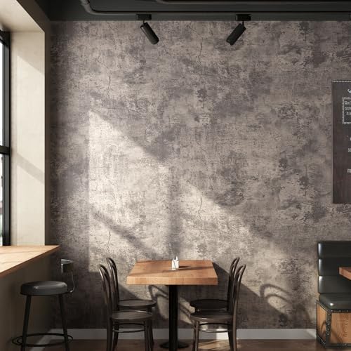 ReWallpaper Rustic Concrete Wallpaper Peel and Stick Brown Grey Textured Wall Covering for Bedroom Living Room Cafe Accent Wall Waterproof Concrete Contact Paper for Rental Apartment DIY 15.8in x 10ft