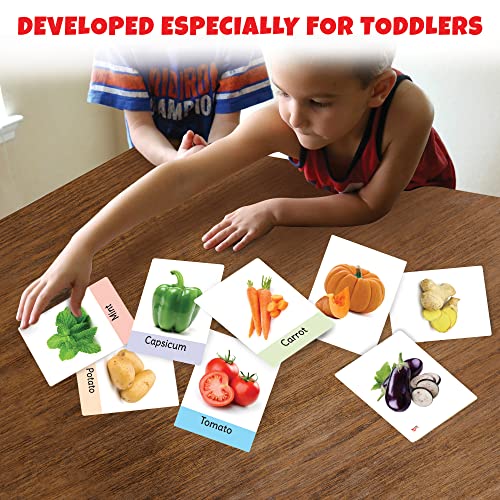 Image of Big Flash Cards for Kids: Vegetables | 32 Double-sided Picture Cards, Durable & Water Resistant | Early Learning & Development Toy for Preschooler & Toddler 2-6 Years | Can Be Wiped Clean