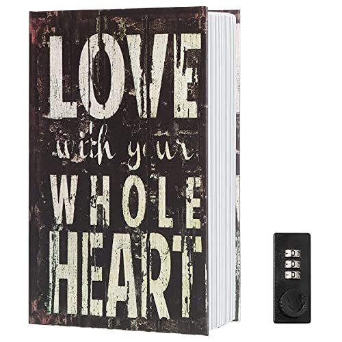 Diversion Book Safe Storage Box,Secret Safe Can with Combination Code,Hidden Safeï¼ŒStash Safe Box, Secret Safe Containers for Money, Jewelry Documents or Valuables (Love)