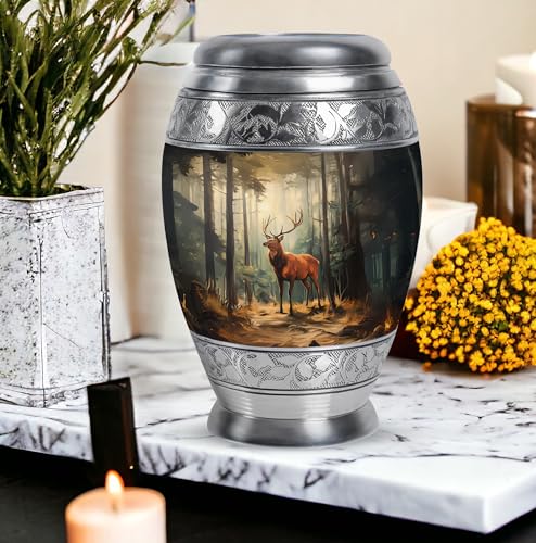 Image of Deer Urn - Small Cremation Urns for Human Ashes Adult Women - Decorative Urn for Funeral - Combo of 10 Inch & 3 Inch