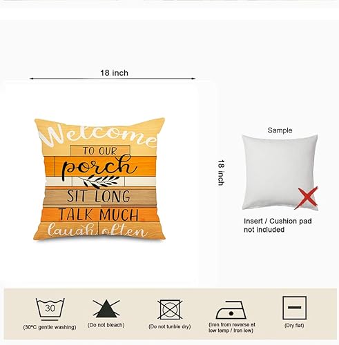 Miniatura 6 de Jartinle Juego de 2 fundas de almohada impermeables de 18 x 18 pulgadas, con texto en inglés "Welcome to Our Porch", fundas de almohada para muebles