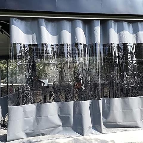 Outdoor Clear Tarp Curtain, Pvc Heavy Duty Waterproof Tarpaulin Side Panels With Eyelets, Transparent Tarpaulin Partition Rain Curtain for Pergola, Porch, Gazebo, Patio,W×H-2×2m(6.6 * 6.6ft) Cover
