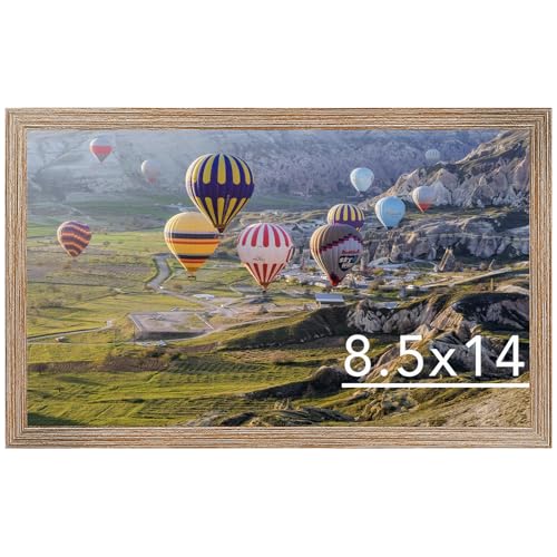 JCJMY 8.5x14 Picture Frame Rustic Brown for Wall Hanging, Wall Mounting Horizontally or Vertically, 8.5 x 14 Wall Gallery Poster Photo Frame with Shatter Resistant Plexiglass, Rustic Brown