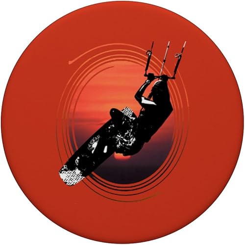 Miniatura 3 de Kitesurf Action Artistic Kitesurfer Silhouette Sunset PopSockets Standard PopGrip