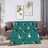 Puffin Birds Blanket Throw Blanket Soft Plush Fuzzy Cozy Flannel Blanket Sofa Warm Decorative