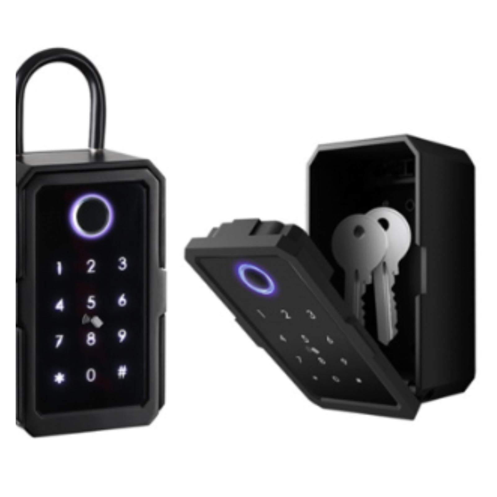 Cerraduras de puerta Smart Key Lock Box – Reconocimiento avanzado de huellas dactilares, control TTLock, llaves manuales, tarjeta de acceso – Resistente a la intemperie, inteligente (versión TTLock)