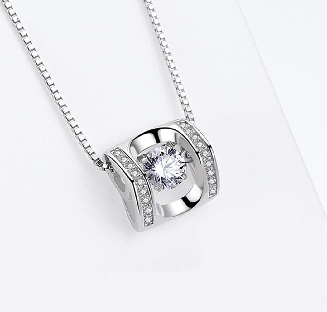 WDIYIEETN Fashion Jewelry 925 Sterling Silver CZ Crystal Dancing Heart Angel Kiss Dancing Pendant Necklace - Image 2