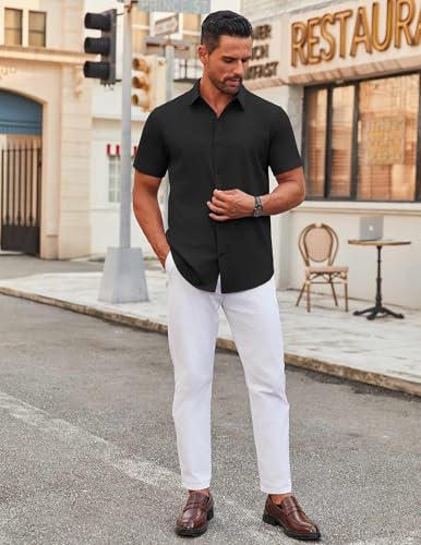 COOFANDY Men's Stretch Dress Shirts Short Sleeve Wrinkle Free Casual Button Down Shirts4
