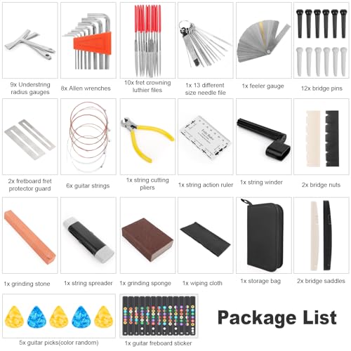 Image of 72PCS Guitar Tool Kit Repair Maintenance Accessories Guitar Parts Set with Carry Bag Guitar Care For Electric Acoustic Guitar Ukulele Bass Banjo